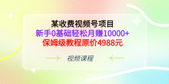 （2909期）视频号项目，新手0基础轻松收益，保姆级教程原价4988元-卓越网创