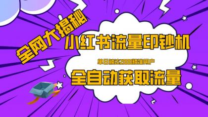 （8251期）小红书流量印钞机，全自动获取流量，单日触达收益用户-卓越网创