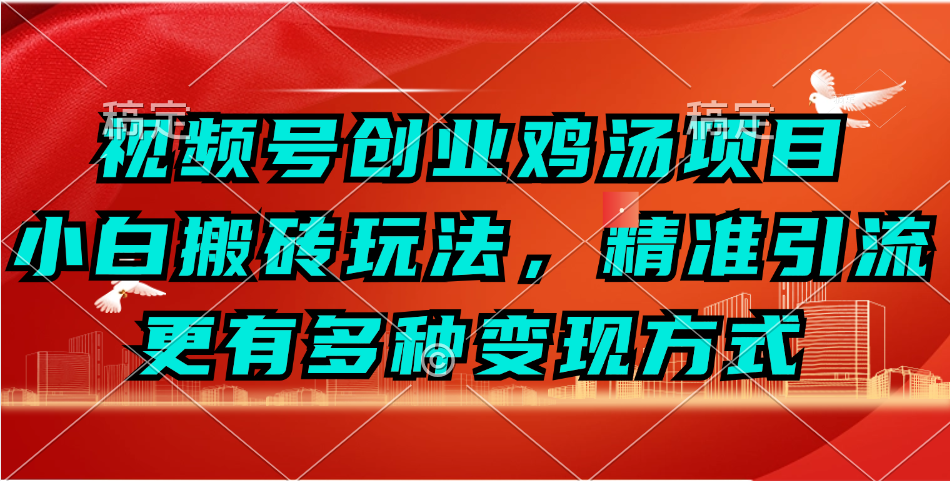 （370期）视频号创业鸡汤项目，小白搬砖玩法，精准引流，更有多种变现方式-卓越网创