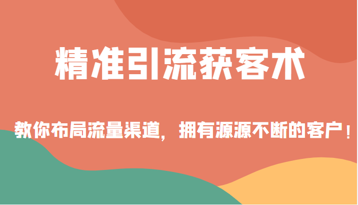 （10122期）精准引流获客术，教你布局流量渠道，拥有源源不断的客户！-卓越网创