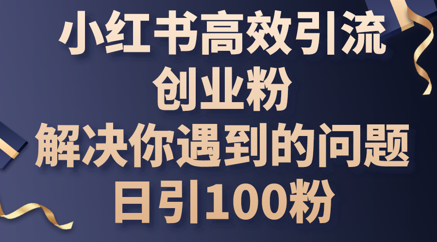 （10293期）小红书高效引流创业粉，解决你遇到的问题，日引100粉-卓越网创