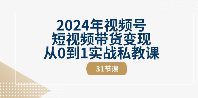 （10294期）视频号短视频带货变现从0到1实战私教课（31节视频课）-卓越网创